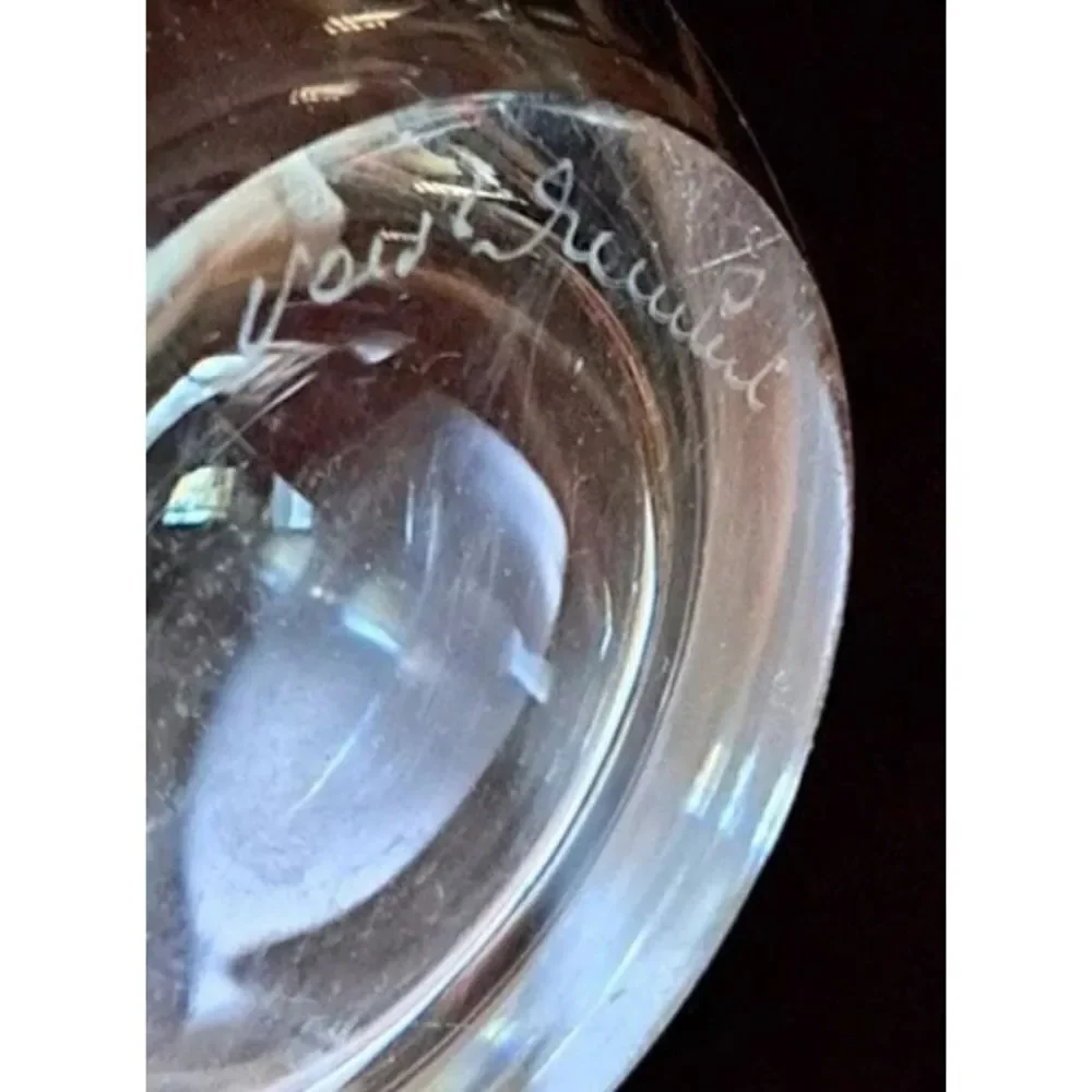 Vintage Mini 5” Val St. Lambert - hand-cut crystal vase with child